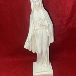 10.25 Inch Alabaster Greek Virgin Mary Figurine Imported From Greece