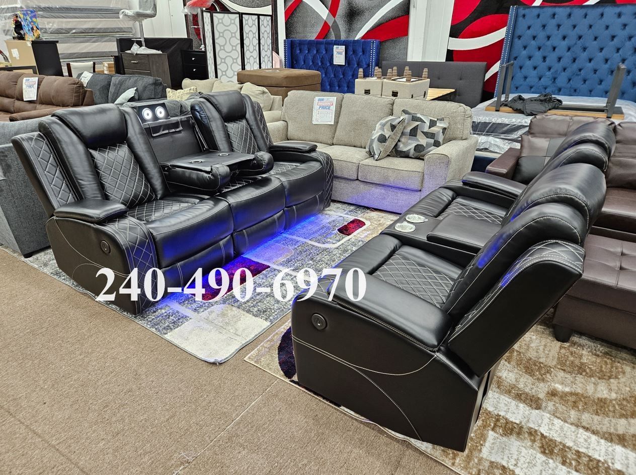 FREE LOCAL DELIVERY black color recliner set sofa loveseat livingroom special