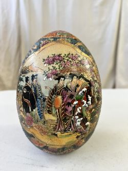 Vintage Satsuma Egg With Geisha Girls