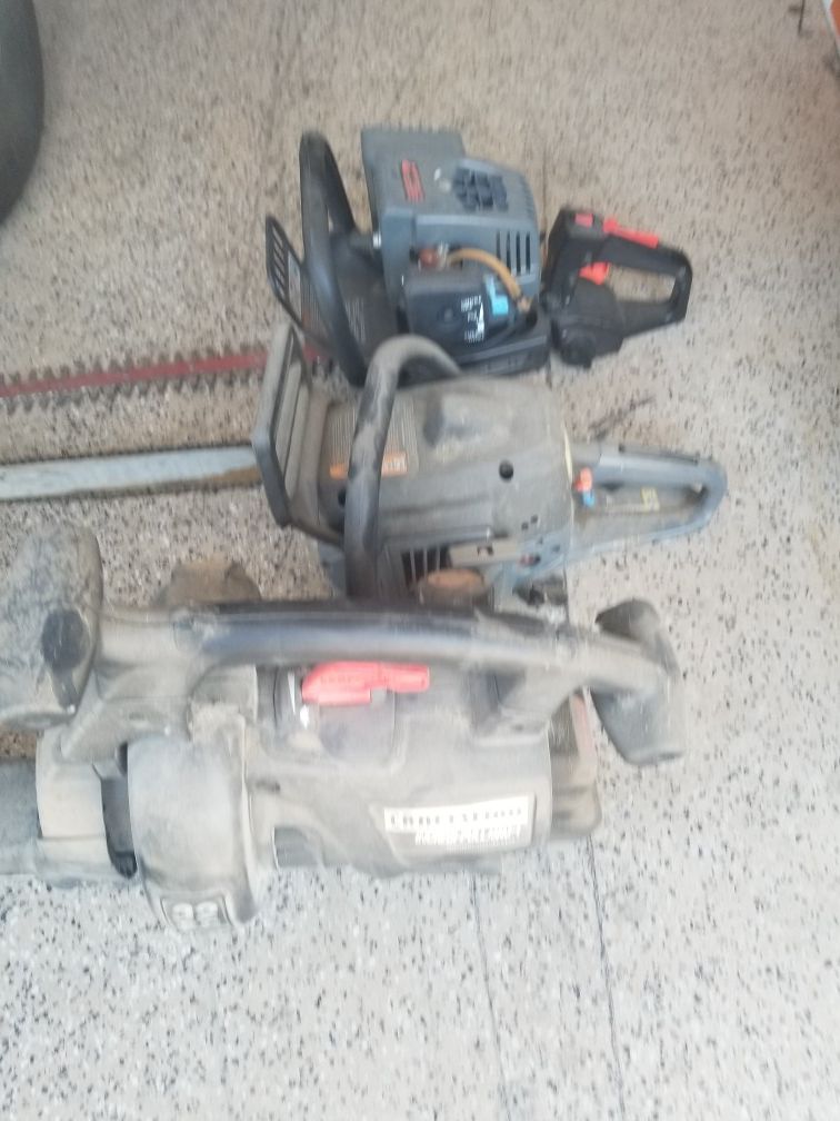 Craftsman gas power blower , chainsaw and headger