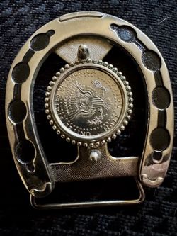  Western Horse Shoe Coin Belt Buckle