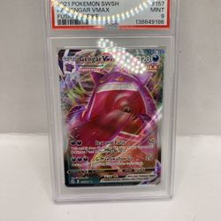 2021 POKEMON SWORD & SHIELD FUSION STRIKE #157 FULL ART/GENGAR VMAX PSA 9