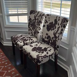 Set Of 2 Cow Print Accent Chairs