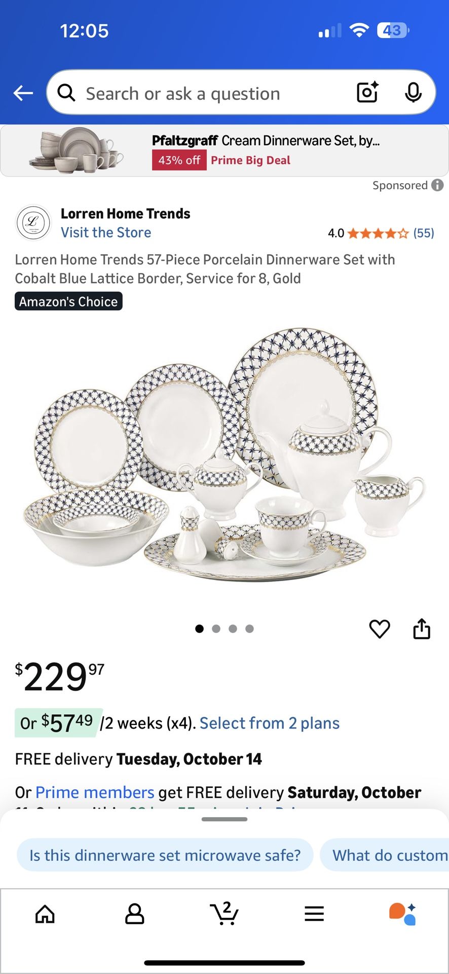 Lorren Home Trends 57-Piece Porcelain Dinnerware Set
