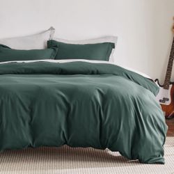 Queen Green Duvet Set 