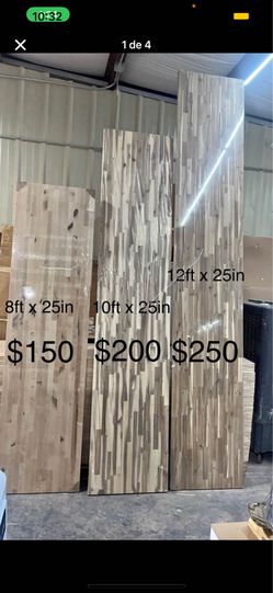 8-10-12 ft. L x 25 in. D Unfinished Hevea Solid Wood Butcher Block Countertop with Square Edge