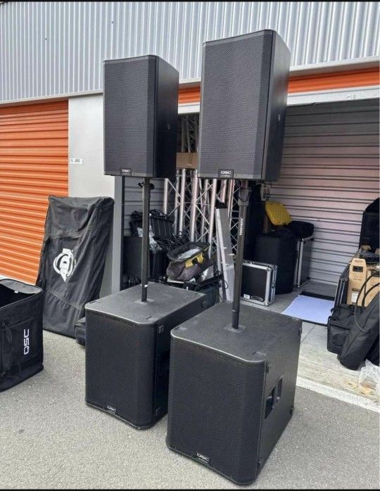 QSC K 12.2 SPEAKERS AND QSCKS 18 SUBWOOFERS.