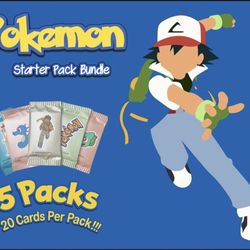 Pokémon Starter Pack Bundle – 100 Cards (5 Booster Packs)