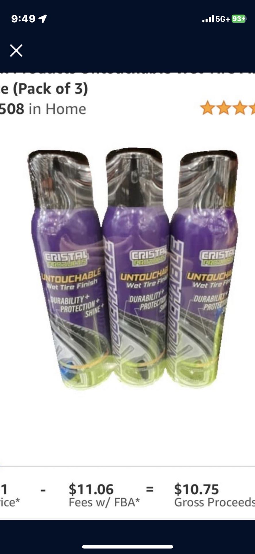 Cristal Products Untouchable Wet Tire Finish, 14 Ounce (Pack of 3)