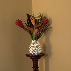 Tall Wood Pedestal For Flowers or Lamps