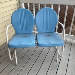 Porch Rocking Bench Blue Metal