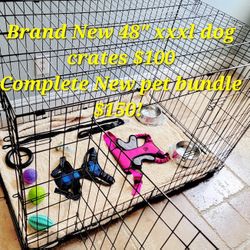 Brand New 48x30x33 Dog CRATE 2 Door With Tray $100 Up To 125lbs/  Xxxl Dog Cage Bundle With Kennel Harness leash bowls Bed & More $150 Jaula De Mascot