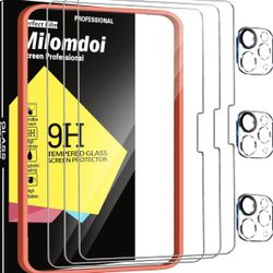 3 Pack Screen Protector for iPad Pro 13 Inch 2024 7th Generation with 3 Pack Tempered Glass Camera Lens Protector, 9H Tempered Glass, Case Friendly, S