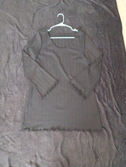 Black Low-Cut Long Sleeve Knit Dress