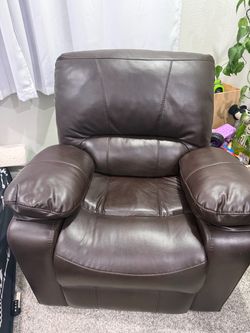 Brown leather recliner