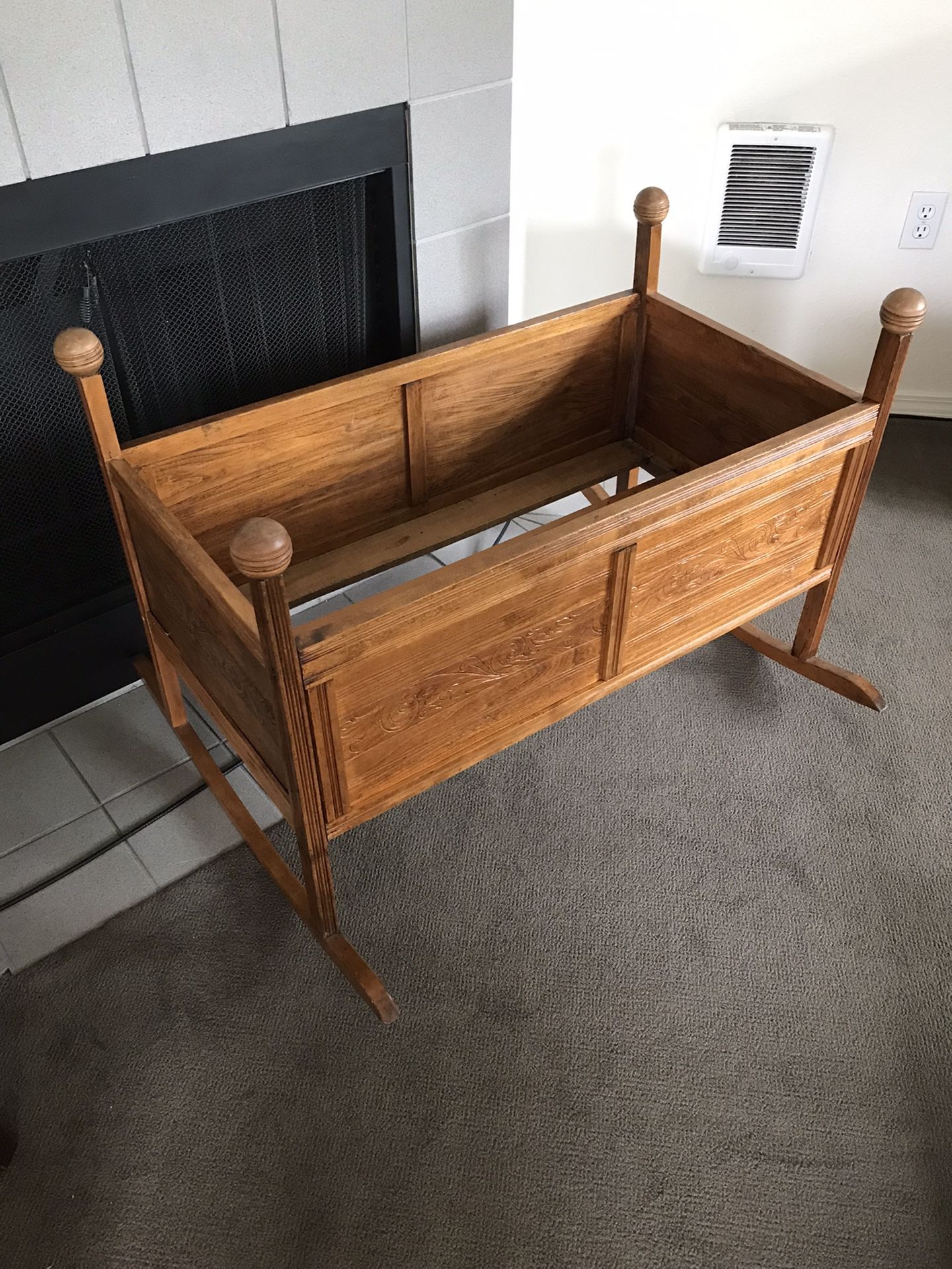 Antique Wood Baby Cradle