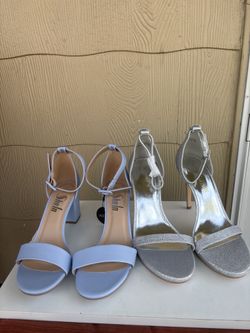 Blue block heels & Silver glitter heels both size 9