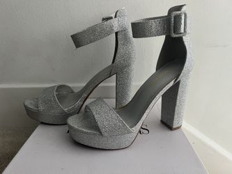 Silver Glitter Heels Size 8 