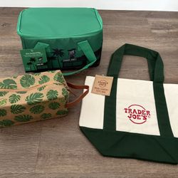 Trader Joe’s Green Mini Canvas, Mini Insulated Lunchbox’s & Pouch Bags- $40 (Plantation)