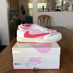 Jordan 1 Retro Low OG SP Travis Scott Sail Tropical Pink Size 9.5