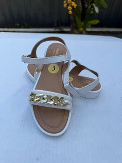 Giulia Palai Girls White Gold Chain Sandals Size 3 Made in Italy