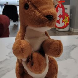TY Beanie Baby - POUCH the Kangaroo (7 inch) - Stuffed Animal Toy 1996