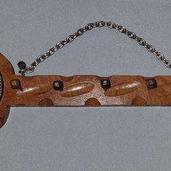 Vintage Skeleton Key Shape Key Holder W/Thermometer 