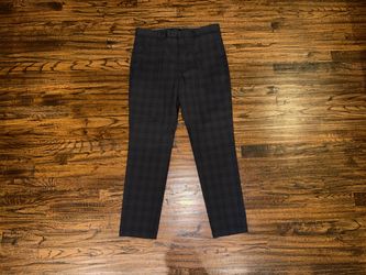 Banana Republic 33x32 Gray Plaid Slim Tapered Wool Dress Trouser Pants