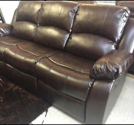 3-PC Brown Leather Living Room Recliner Set