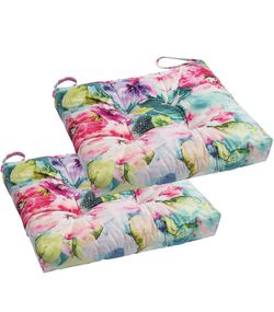 2-Pack Outdoor/Indoor Wicker Patio Seat Cushion Pad with Ties-Weather Resistant