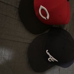 New Era Hats Cincinnati Reds And Atlanta Braves Size 7 1/2