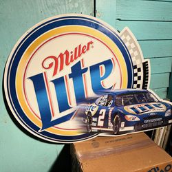 NASCAR Miller Lite #2 Ford Taurus Advertising Sign