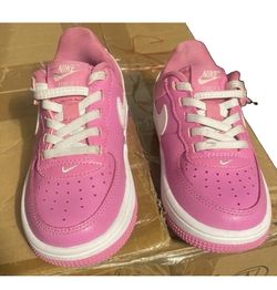 Girls Nike Air Force 1 Low Pink/White Sneakers Size 10.5C - Excellent Condition