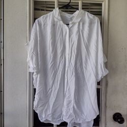 Button down Womens white shirt size Large 