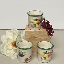 Vintage JKL Votive candle holders embossed mixed fruit pattern 3 pieces