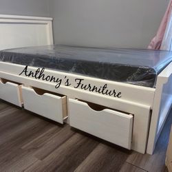 Twin Bed & Foam Mattress & Drawers 