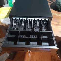 Cash Box. Black. Metal. Strong. with key 