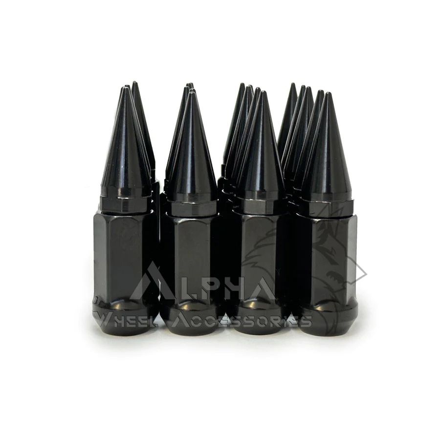 20 BLACK 14X1.5 SPIKE LUG NUTS FOR 2015-NEWER FORD MUSTANG GT PREMIUM ECOBOOST