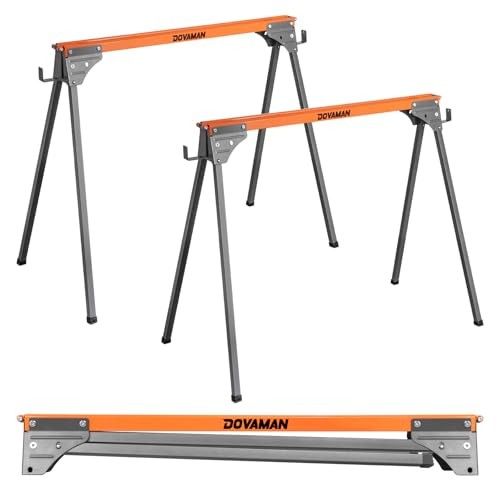DOVAMAN DSS01A Saw Horse, Lightweight Work Horse with Folding Legs, 2x4 Brackets  Anti-Slip Pad, Protable Saw Horse 2 Pack, Sturdy Work Bench for DIY,