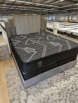 King Size mattress pillow top 12”.    New mattress in a plastic sealed.  We offer same day delivery
