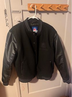 NFL Jacket, Black w/ Leather Sleeves