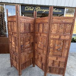 Carved wood room divider