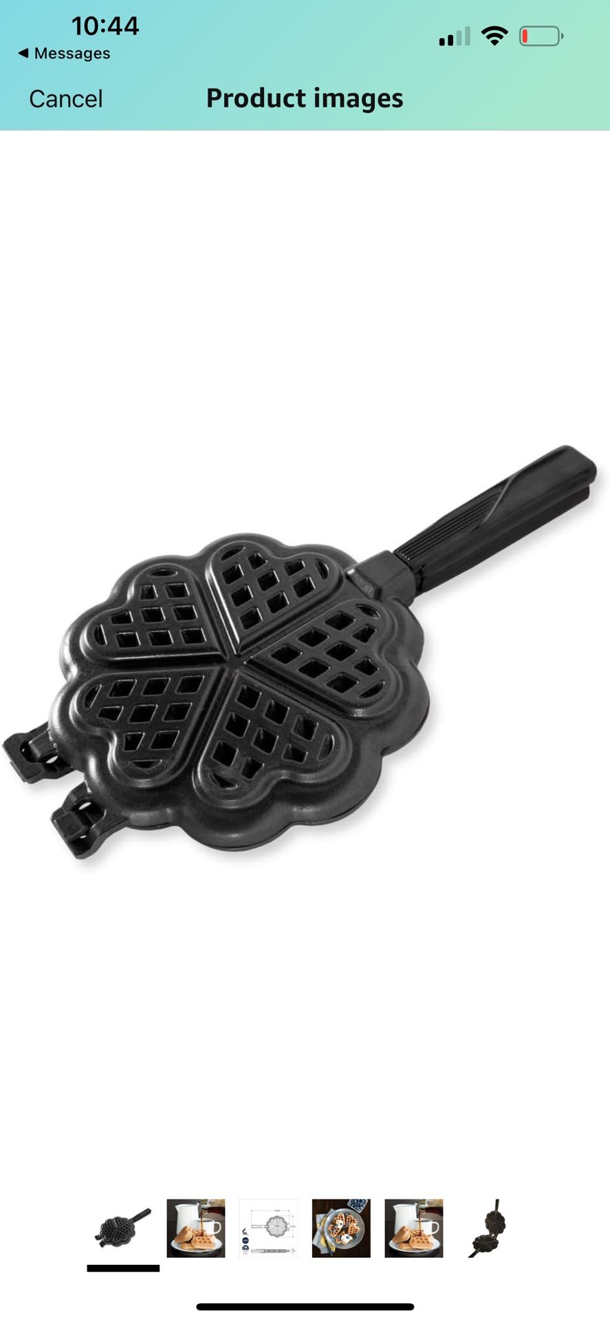 Nordic Ware 01705 Sweetheart Waffler, Cast-Aluminium Pan, Heart Shaped, Mini Waffle Maker, Black Five 3.5 inch cavities