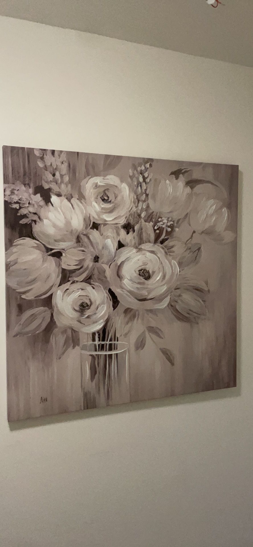 Floral Gray White Painting Decor