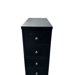 Black wood storage w/drawer  makeup vanity storage unit bathroom cabinet  on wheels :  11 W x 21 deep x 28H. 