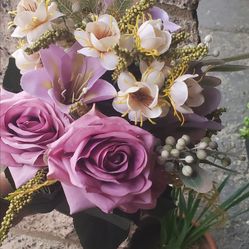 Lavender/Purple/Cream Silk Floral Bouquet Stems