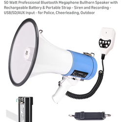 $45_50 Watt Professional Bluetooth Megaphone Bullhorn Speaker