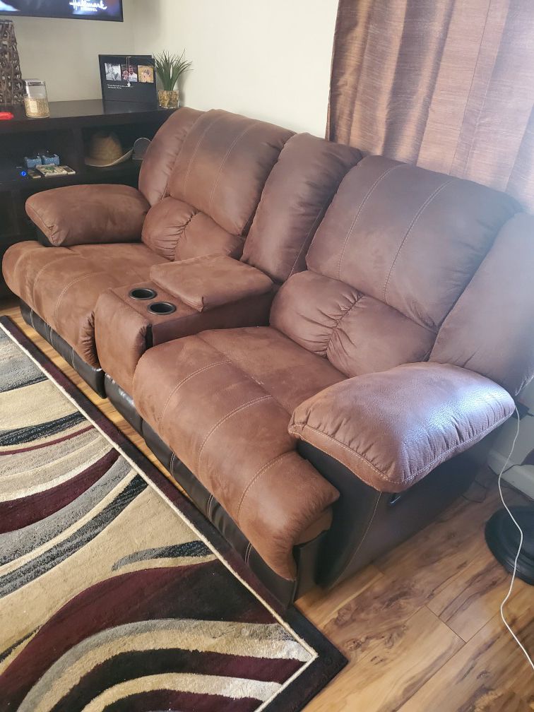 Two leather recliner couches