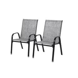 Outdoor Camping Chairs with Breathable Textilene Fabric, Set of 2 Garden Chairs with Armrest High Backrest for Garden Patio Pool Beach Yard Space Savi