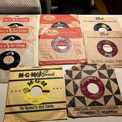 9 vintage RPM records, 1950s, Various Artists Listed Below